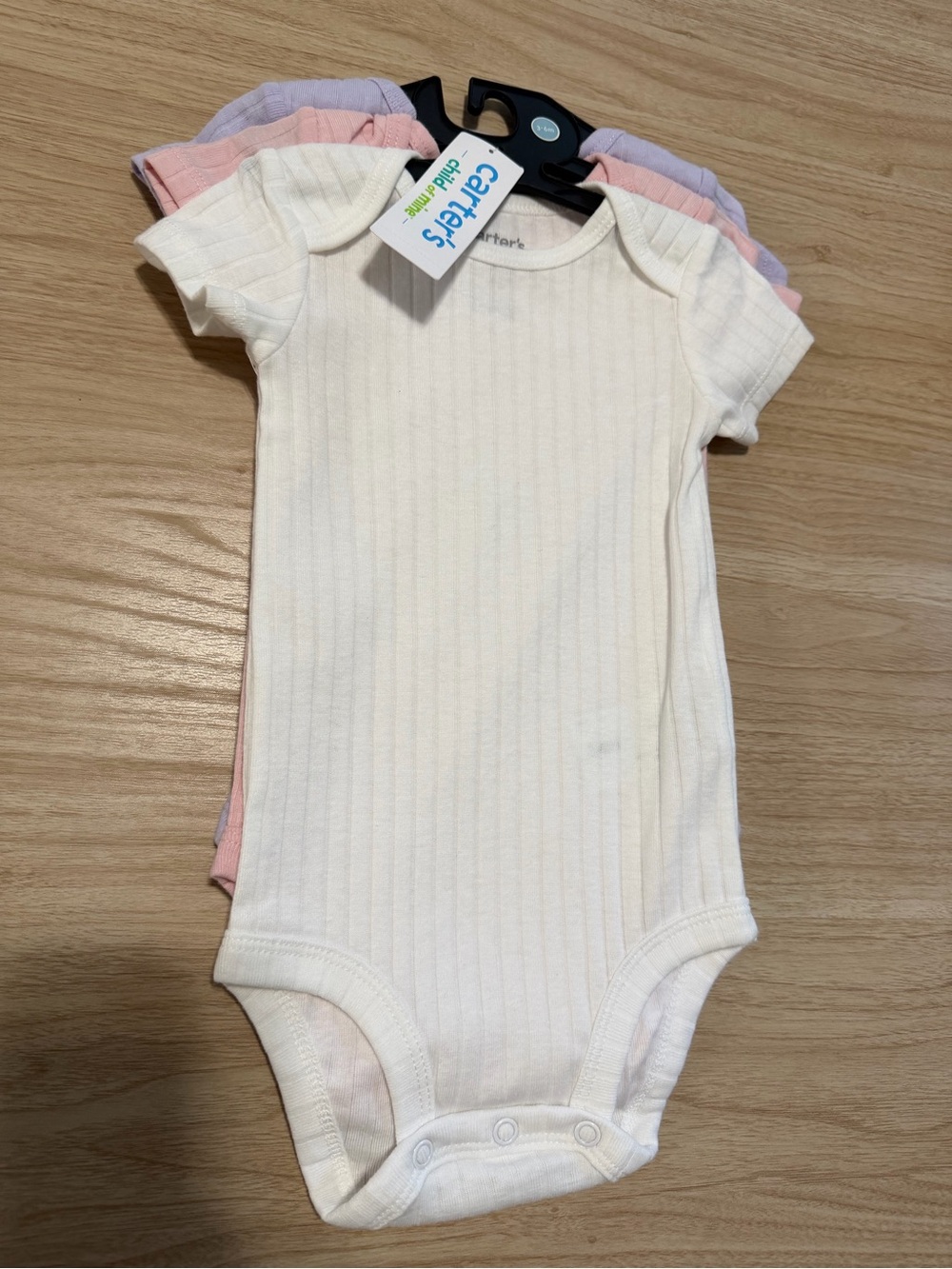 child of mine Cream Ribbed Short-Sleeve One-Piece